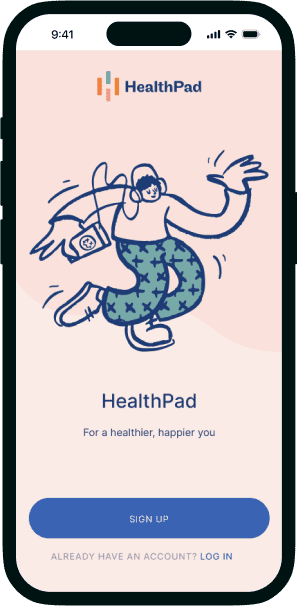 healthpad open on a phone